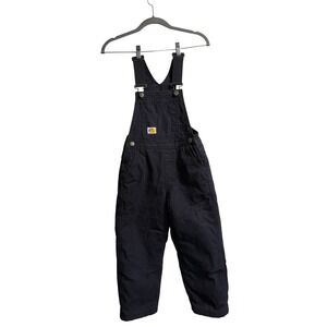 Bass Pro Shops Kids Black Quilted Lined Canvas Overalls Double Knee Size S
